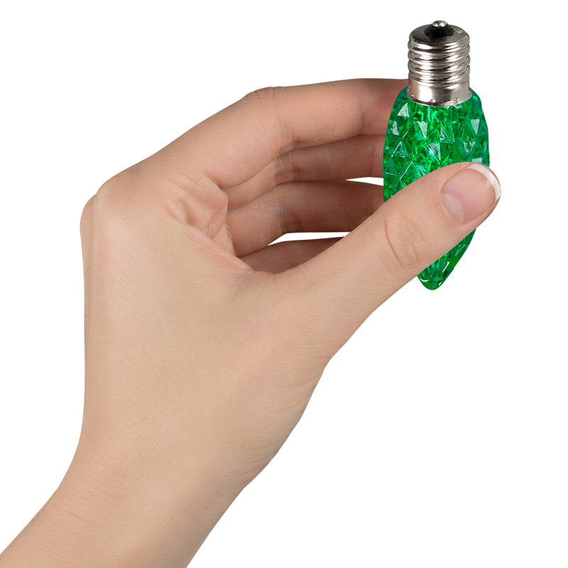 Faceted C9 LED Light Bulbs - S/25 (Green)