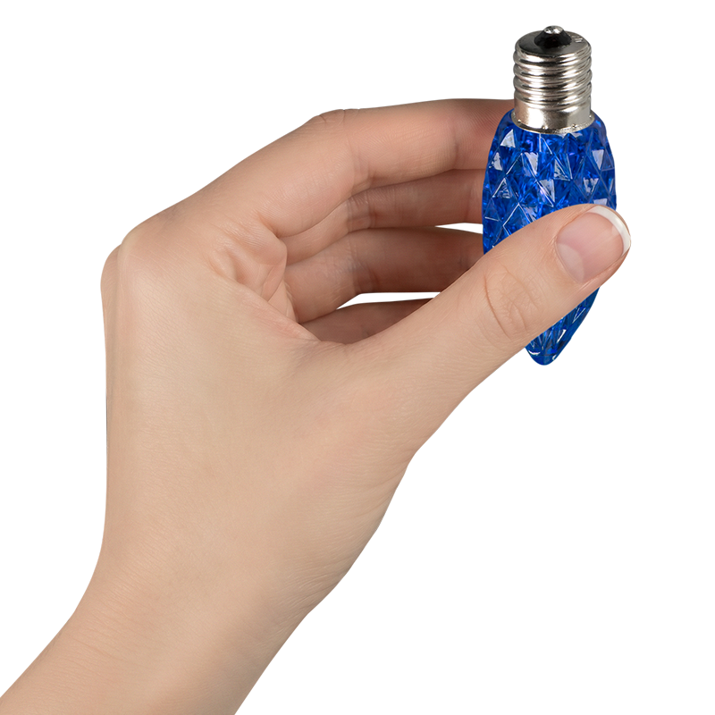 Faceted C9 LED Light Bulbs - S/25 (Blue)