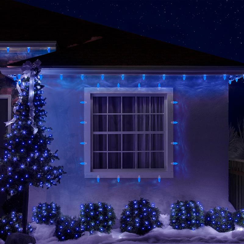 Faceted C9 LED Light Bulbs - S/25 (Blue)