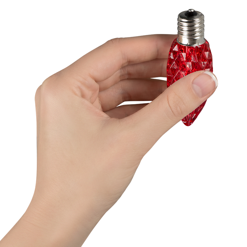 Faceted C9 LED Light Bulbs - S/25 (Red)