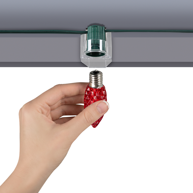 Faceted C9 LED Light Bulbs - S/25 (Red)