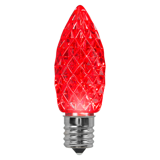 Faceted C9 LED Light Bulbs - S/25 (Red)