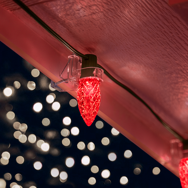 Faceted C9 LED Light Bulbs - S/25 (Red)