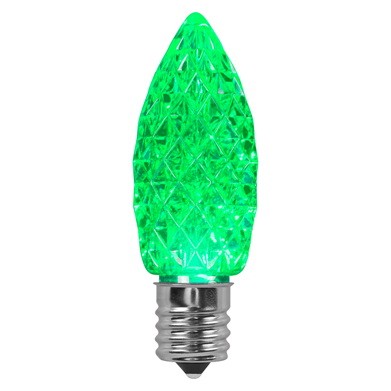 Faceted C9 LED Light Bulbs - S/25 (Green)