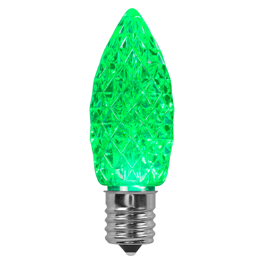 Faceted C9 LED Light Bulbs - S/25 (Green)