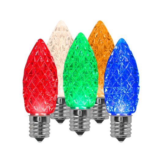 Faceted C9 LED Light Bulbs - S/25 (Multicolor)