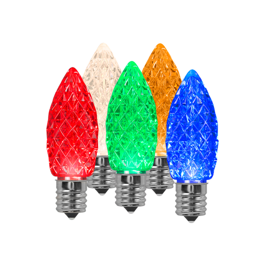 Faceted C9 LED Light Bulbs - S/25 (Multicolor)